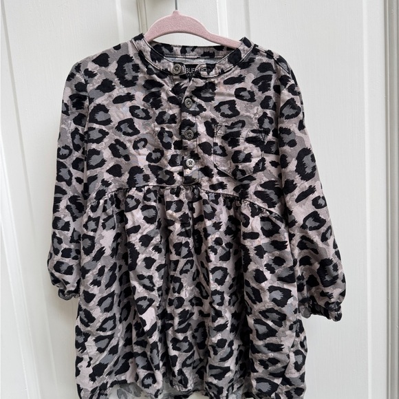 NWOT Buffalo David Bitton 3T Black & Gray Leopard Print Button Long Sleeve Dress - Picture 1 of 7